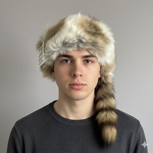 Vintage Davy Crockett Coonskin Tail Fur Hat - O/S, made in Canada 🇨🇦